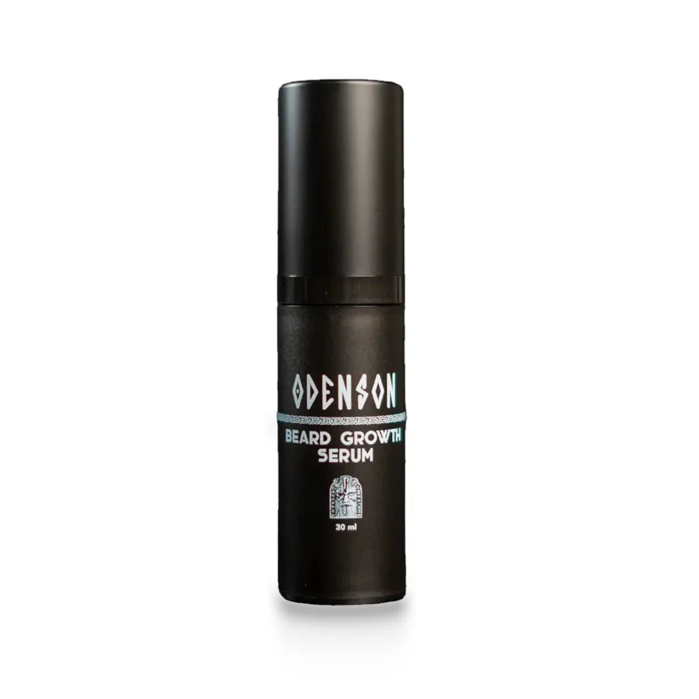 Odenson Beard Growth Serum, 30 ml black bottle on a white background
