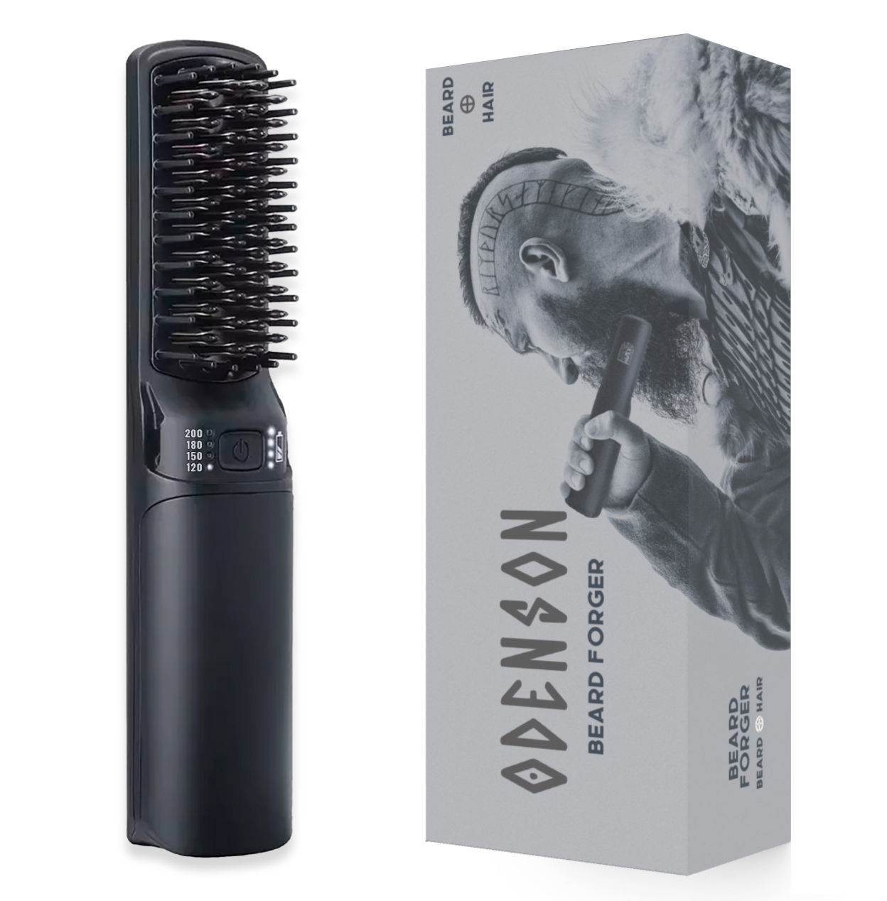 Odenson Beard Forger - Skäggplattång & Värmeborste - Elektrisk Skäggkam - Rakt & Välvårdat Skägg Snabbt - Antifrizz & Professionell Skäggstyli