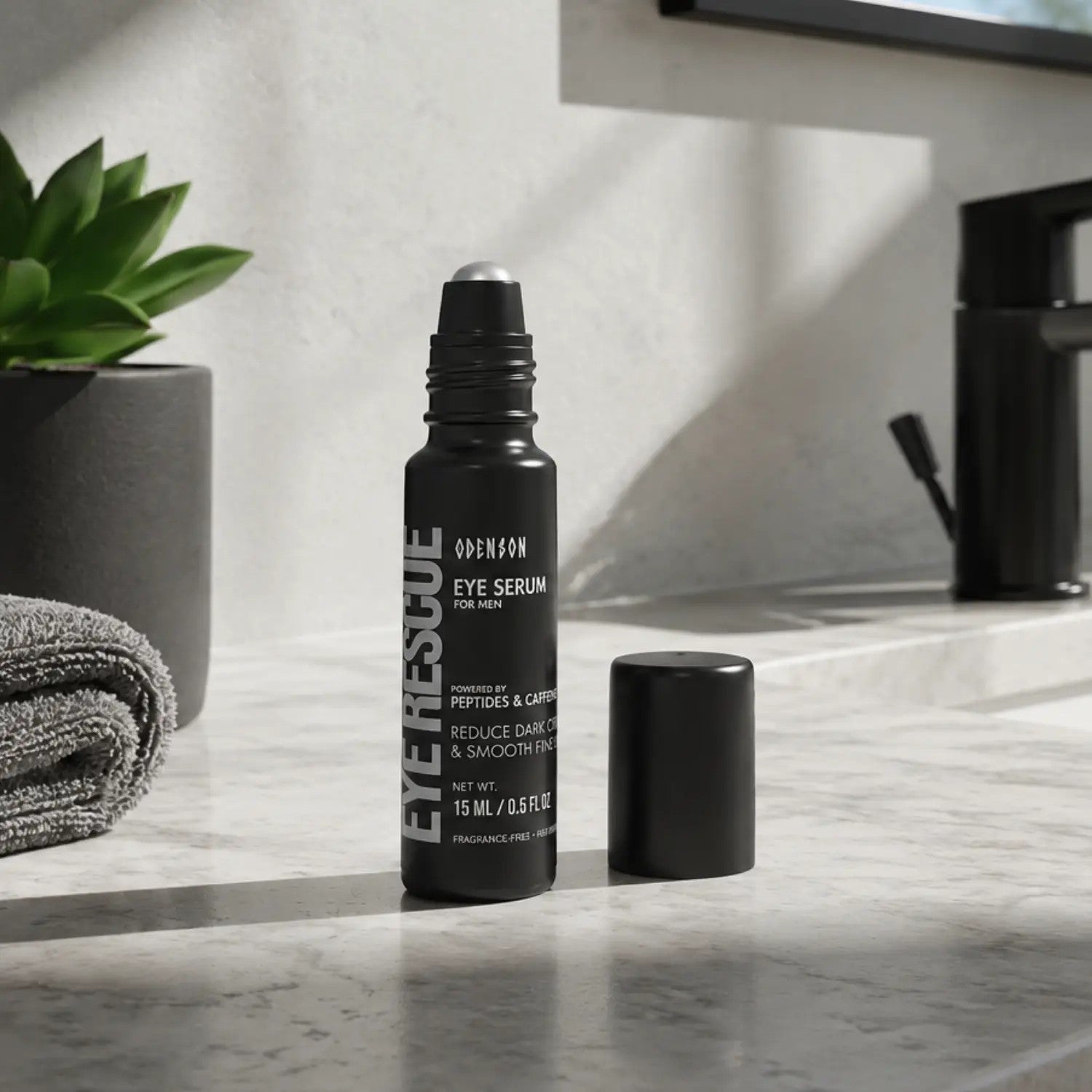 Eye Rescue Eye Serum for Men — Lifestyle bathroom morning routine