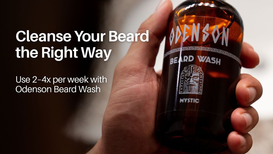 Odenson Beard Wash bottle at the sink