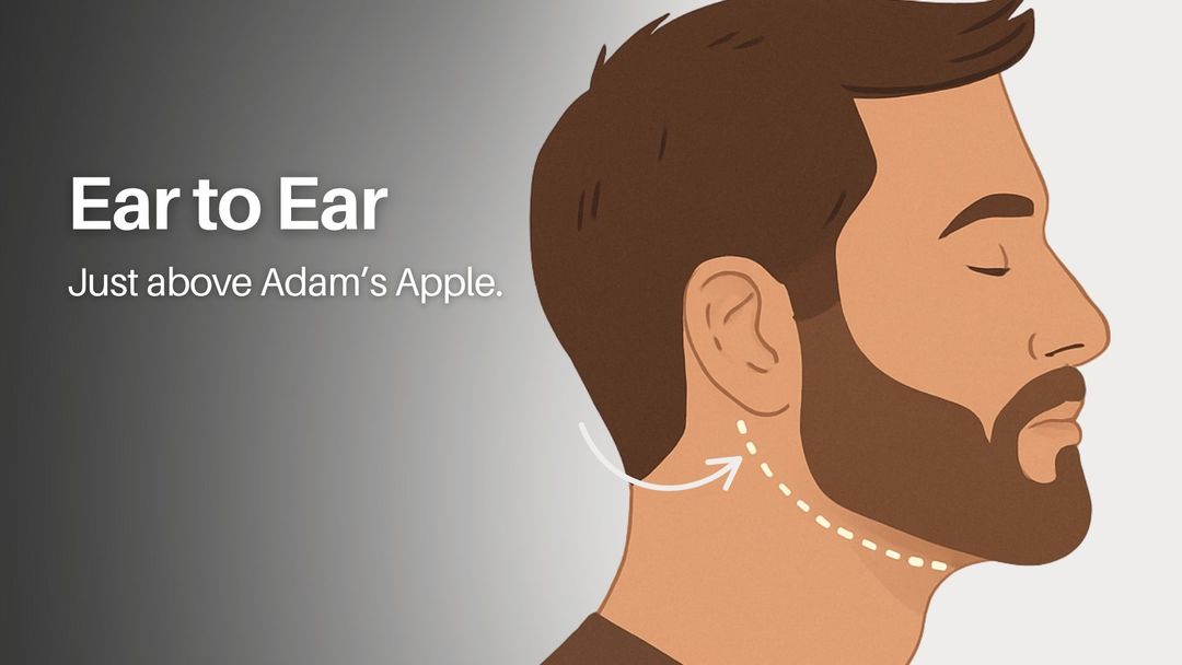 Diagram showing ideal beard neckline curve