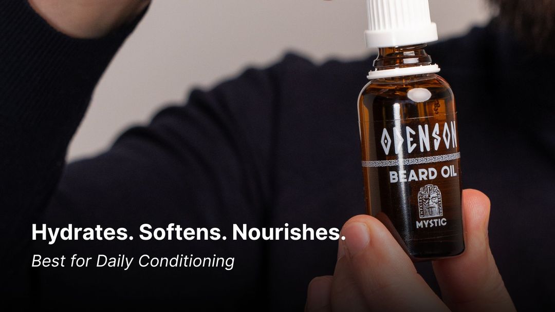 Odenson Beard Oil bottle close-up